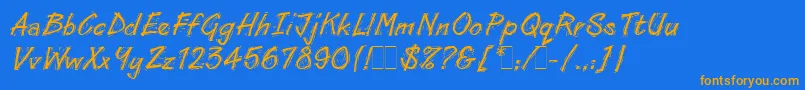 Fonte LinoCutLetPlain.1.0 – fontes laranjas em um fundo azul