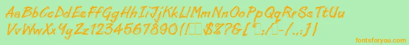 LinoCutLetPlain.1.0-Schriftart – Orangefarbene Schriften auf grünem Hintergrund