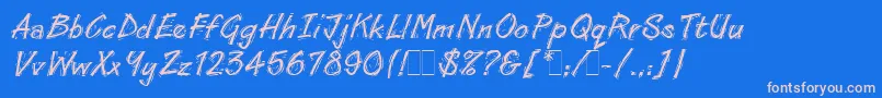 LinoCutLetPlain.1.0 Font – Pink Fonts on Blue Background
