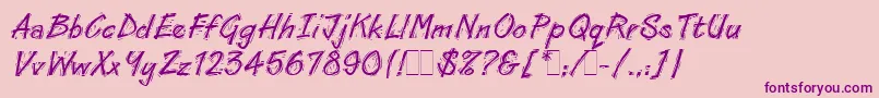 LinoCutLetPlain.1.0 Font – Purple Fonts on Pink Background
