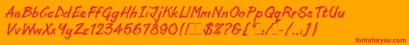 LinoCutLetPlain.1.0 Font – Red Fonts on Orange Background