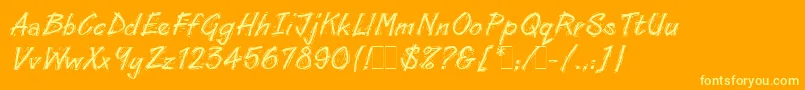 Fonte LinoCutLetPlain.1.0 – fontes amarelas em um fundo laranja
