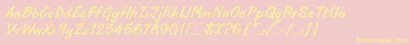 LinoCutLetPlain.1.0 Font – Yellow Fonts on Pink Background