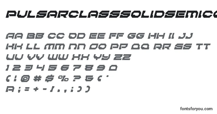 Pulsarclasssolidsemicondital-fontti – aakkoset, numerot, erikoismerkit