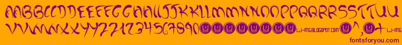DarkPastDemo-fontti – violetit fontit oranssilla taustalla