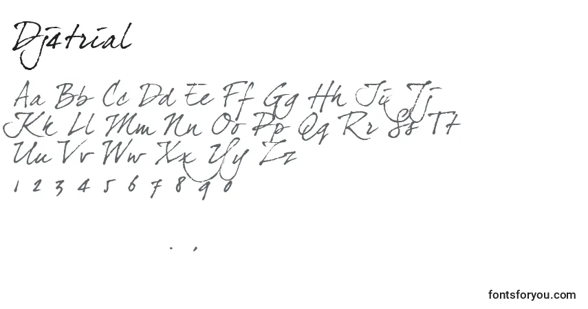 Schriftart Dj4trial (57633) – Alphabet, Zahlen, spezielle Symbole