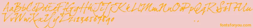 Dj4trial-Schriftart – Orangefarbene Schriften auf rosa Hintergrund