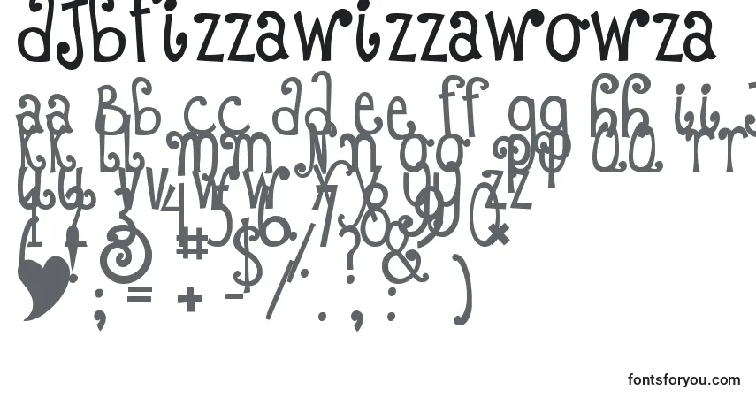 A fonte DjbFizzaWizzaWowza – alfabeto, números, caracteres especiais