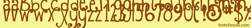 Więcej informacji o czcionce DjbFizzaWizzaWowza Czcionka DjbFizzaWizzaWowza – brązowe czcionki na żółtym tle