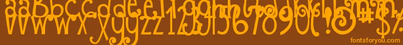 Fonte DjbFizzaWizzaWowza – fontes laranjas em um fundo marrom