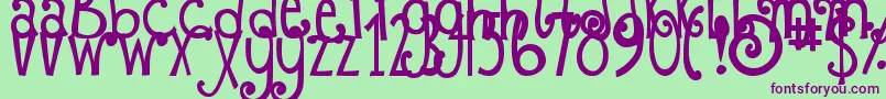 DjbFizzaWizzaWowza Font – Purple Fonts on Green Background