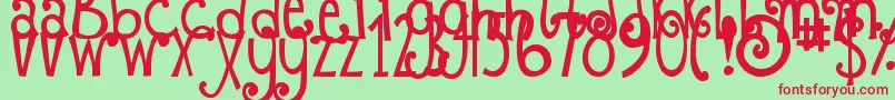 Fonte DjbFizzaWizzaWowza – fontes vermelhas em um fundo verde