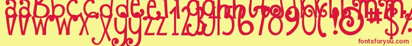 DjbFizzaWizzaWowza Font – Red Fonts on Yellow Background