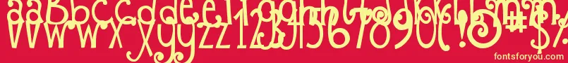 DjbFizzaWizzaWowza Font – Yellow Fonts on Red Background