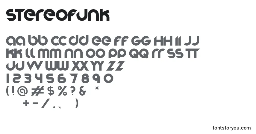 Schriftart Stereofunk – Alphabet, Zahlen, spezielle Symbole