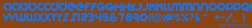 フォントStereofunk – 茶色の背景に青い文字
