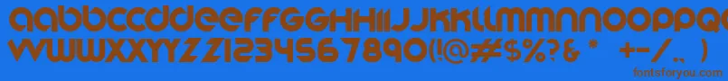 フォントStereofunk – 茶色の文字が青い背景にあります。