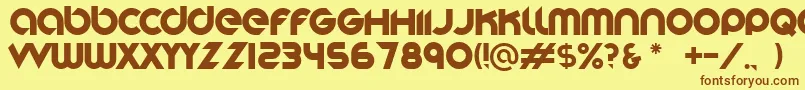 Stereofunk-Schriftart – Braune Schriften auf gelbem Hintergrund