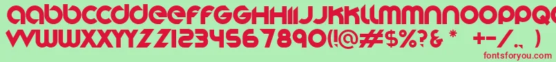Stereofunk-fontti – punaiset fontit vihreällä taustalla