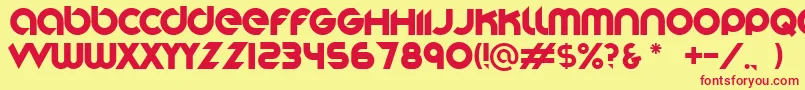 Stereofunk-fontti – punaiset fontit keltaisella taustalla