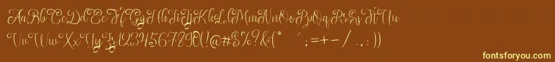 SettaScript-Schriftart – Gelbe Schriften auf braunem Hintergrund