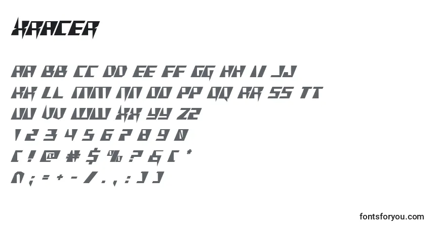 Xracerフォント–アルファベット、数字、特殊文字