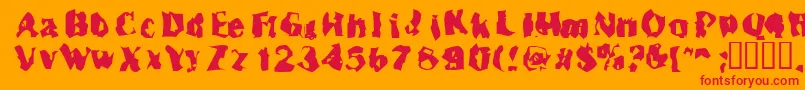 Inspecto Font – Red Fonts on Orange Background