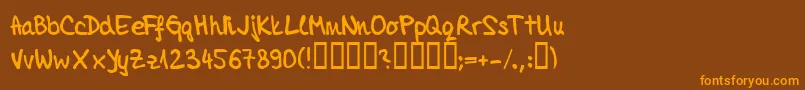 Tamai-Schriftart – Orangefarbene Schriften auf braunem Hintergrund