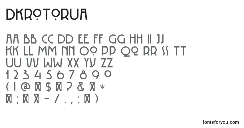 Schriftart DkRotorua – Alphabet, Zahlen, spezielle Symbole