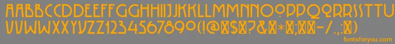 フォントDkRotorua – オレンジの文字は灰色の背景にあります。