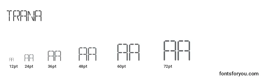 Размеры шрифта Trana
