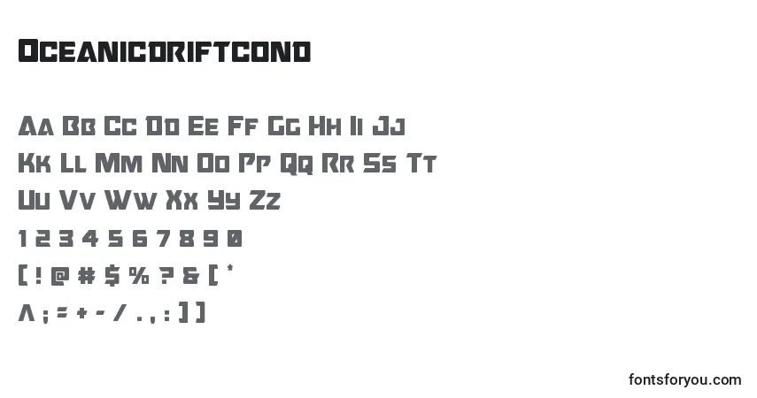 A fonte Oceanicdriftcond – alfabeto, números, caracteres especiais