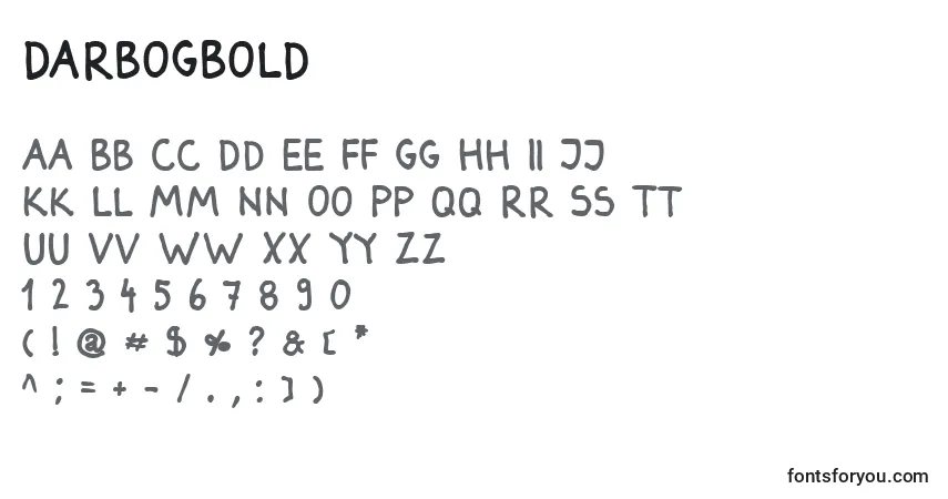 A fonte DarbogBold – alfabeto, números, caracteres especiais