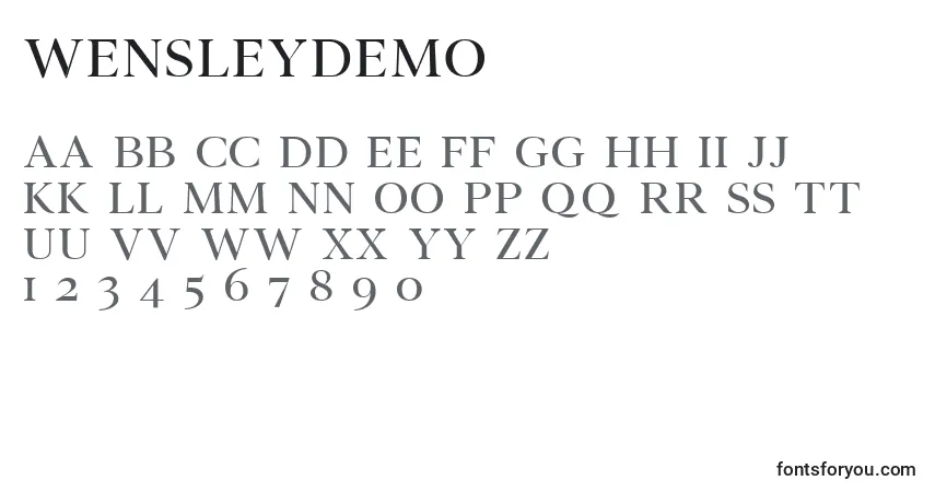 A fonte Wensleydemo – alfabeto, números, caracteres especiais