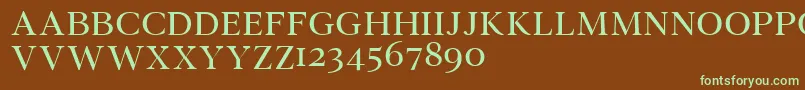 フォントWensleydemo – 緑色の文字が茶色の背景にあります。