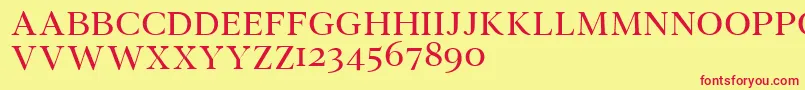 Fonte Wensleydemo – fontes vermelhas em um fundo amarelo
