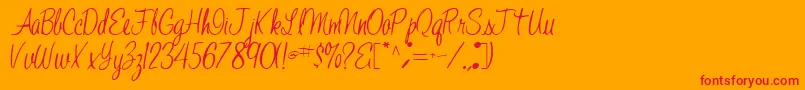 JelindaRegular-Schriftart – Rote Schriften auf orangefarbenem Hintergrund