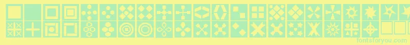 Square ffy-Schriftart – Grüne Schriften auf gelbem Hintergrund