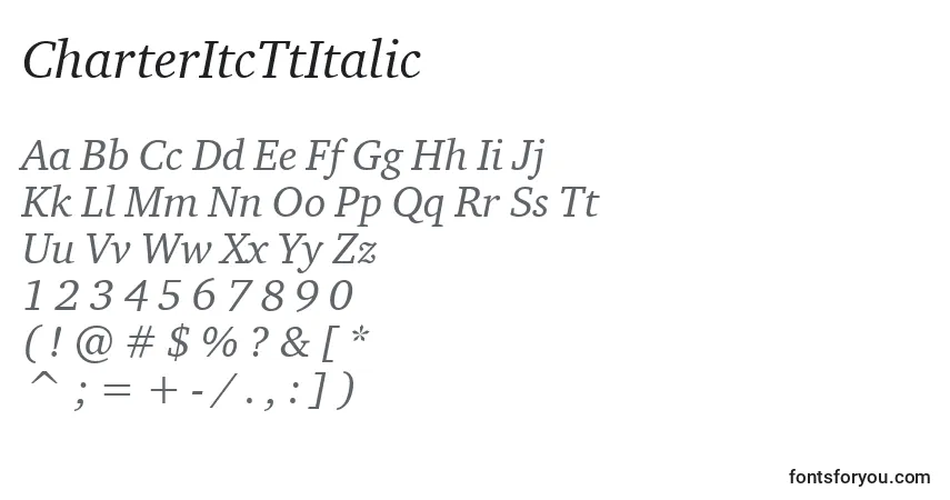 Шрифт CharterItcTtItalic – алфавит, цифры, специальные символы