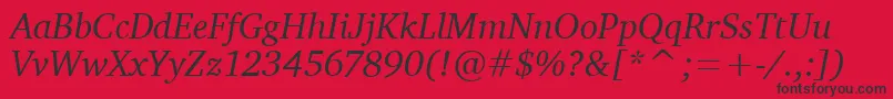 CharterItcTtItalic-Schriftart – Schwarze Schriften auf rotem Hintergrund