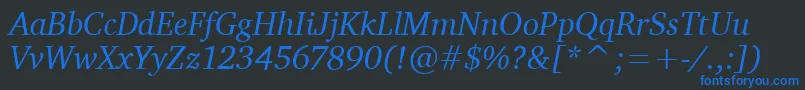 フォントCharterItcTtItalic – 黒い背景に青い文字