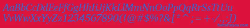 Czcionka CharterItcTtItalic – niebieskie czcionki na czerwonym tle