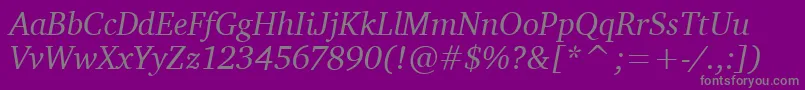 CharterItcTtItalic-fontti – harmaat kirjasimet violetilla taustalla