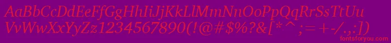 CharterItcTtItalic Font – Red Fonts on Purple Background