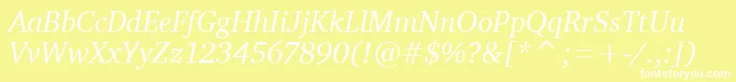 フォントCharterItcTtItalic – 黄色い背景に白い文字
