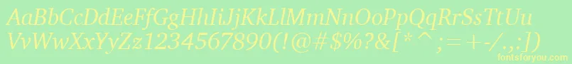 フォントCharterItcTtItalic – 黄色の文字が緑の背景にあります