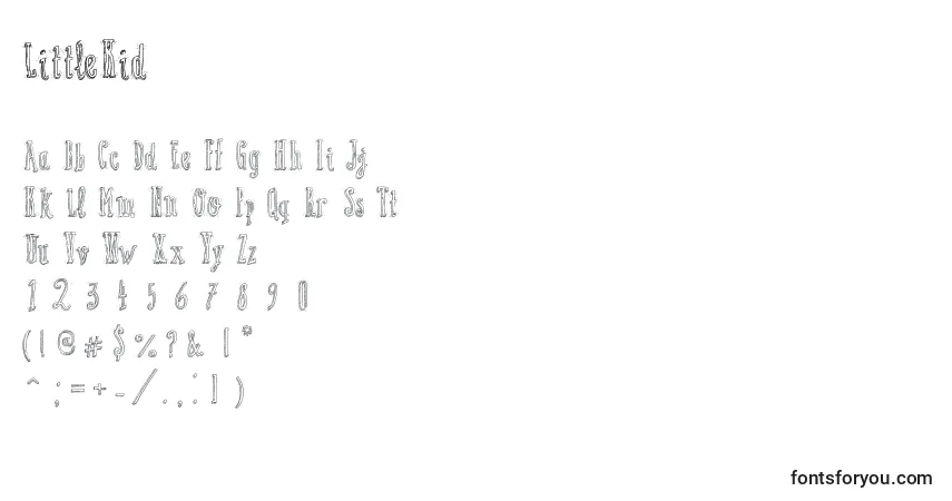 A fonte LittleKid – alfabeto, números, caracteres especiais
