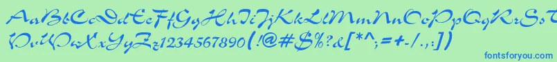 Czcionka SloganNormal – niebieskie czcionki na zielonym tle