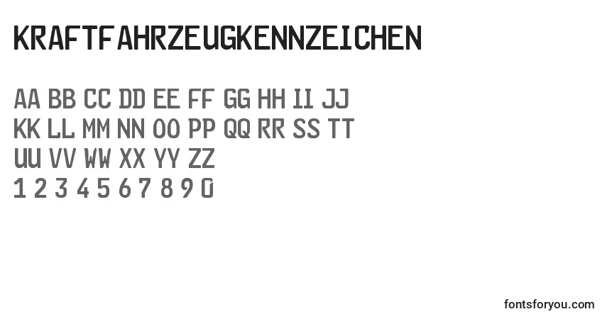 Czcionka Kraftfahrzeugkennzeichen – alfabet, cyfry, specjalne znaki