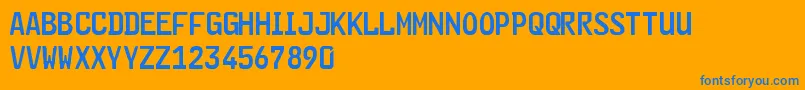 Kraftfahrzeugkennzeichen-Schriftart – Blaue Schriften auf orangefarbenem Hintergrund